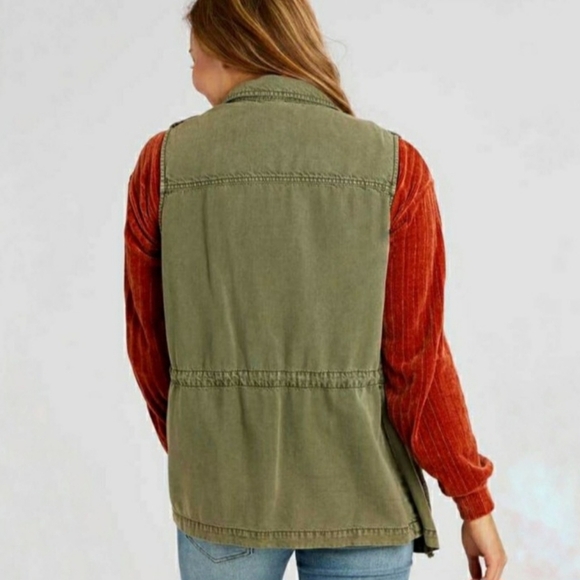 Altar'd State Utility Outerwear Vest Green Large Women's Sleeveless Pockets - Picture 9 of 12